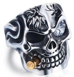 Hegemonische diamanten schedel titanium stalen ring persoonlijkheid punk Men039s ring sieraden Europees en Amerikaans2413773