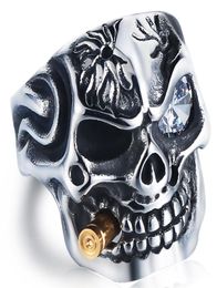 Hegemonische diamanten schedel titanium stalen ring persoonlijkheid punk Men039s ring sieraden Europees en Amerikaans4489828