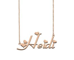 Heidi nome colares pingente personalizado para mulheres meninas crianças amigos mães presentes 18k banhado a ouro inoxidável ste1969778
