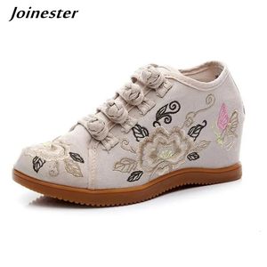 Hoogte Toenemende Schoenen Hoogte Toename Dames Sneakers Retro Runway Schoenen Borduren Vrijetijdsschoen Dames Lente Loafers Vrouw Knop Bloemen Reisschoen 231204