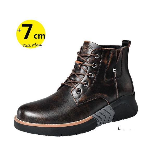 Zapatos de aumento de altura Martin Botas de hombre Ascensor Aumento de hombre Plantilla de aumento 7Cm Cuero Motocicleta Moda de invierno 220216 Gota Otlo5