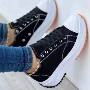 Chaussures augmentant la hauteur femme plate-forme baskets femmes décontracté femme toile Tennis dames grosse chaussure à lacets Plus