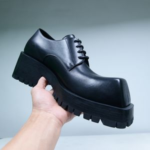 Chaussures Derby rehaussées de 7cm pour hommes, robe de défilé, chaussures de mariage pour hommes, semelle épaisse, chaussures de Performance