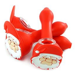 Rookpijpen vastgehouden Mini Hand Pipe Santa Claus Siliconen Bubbler Dab Rig Smoke Accessoires Tabak