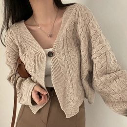 HELIAR femmes côtes col en v tricot bouton Cardigan pull solide à manches longues manteau chaud Style coréen vêtements d'extérieur pour les femmes automne 240131