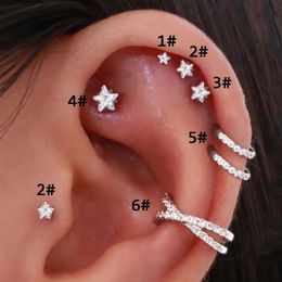 Helix Piercing Ster Oorbellen Vrouwen 1 st Trend Zirkoon Kwab Rook Tragus Daith Kraakbeen Oor Sieraden Lichaam Accessoires 240228