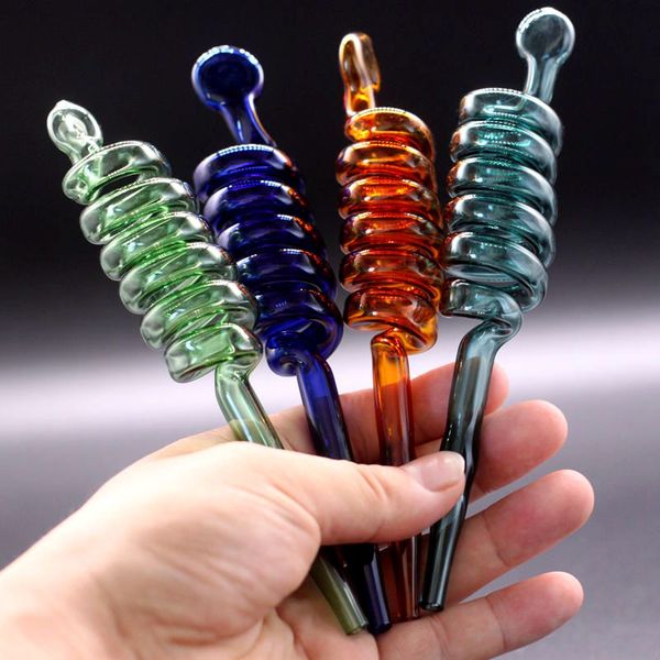 Tuyaux en verre de style hélice de 6,5 pouces Tuyau à fumer en verre multicolore Forme de colis Tube personnalisé en stock