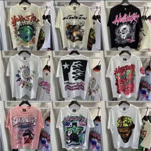 Hell Star Rappe Mens and Womens T-shirt Rapper chanteuse Wash Heavy Craft Couple de même manche courte Top Street Retro Hell Designer S-XL Cortezs Shirt Street Shirt 555