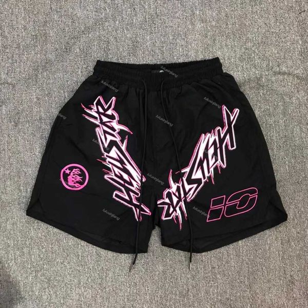 Hell Star shorts Hommes Shorts D'été Hellstar Classique Flamme Lettre Imprimer Hommes Femmes Pantalons Courts Streetwear Terry Tissu Trous Occasionnels