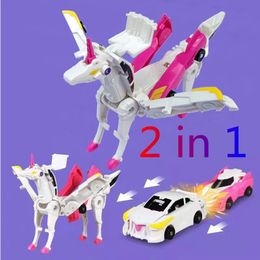 Hola Carbot Unicornio Mirinae Prime Serie Body Robot Toys Models 2 en 1 Modelo de un paso Modelo de automóvil deformado Toyes para niños 240516