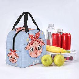 Hallo schattig varkensgezicht lunchzakken voor vrouwen geïsoleerde lunchbox koeler thermische draagtas voor volwassenen meisjes werken school wandelpicknick