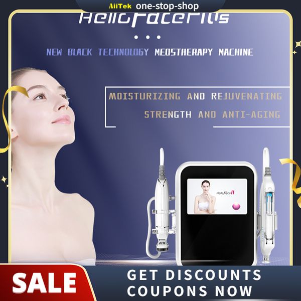 Máquina de mesoterapia RF para belleza de la piel Facial, equipo revitalizador de piel con agua hialurónica blanqueadora Hello Face Plus