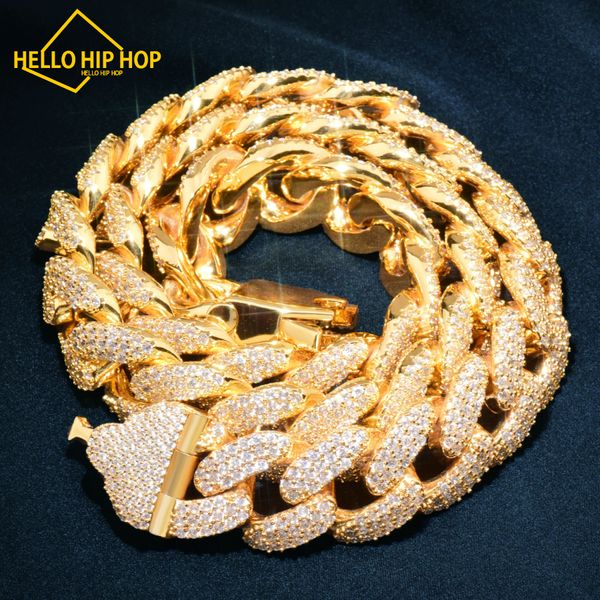 Bonjour hip Hop 18mm printemps boucle hommes chaîne Icey Zircon HipHop collier couleur or épais lien cuivre charme mode Rock bijoux