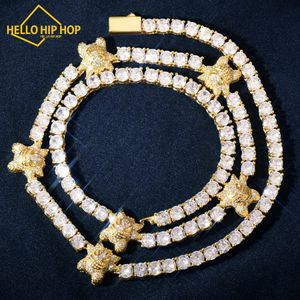 Hallo hiphop 4 mm tennisketting met dierenketting mannen vrouwen Iced Out Zirconia mode punk sieraden voor cadeau