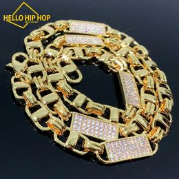 Hello hip-hop – collier chaîne cubaine carrée de 8mm pour hommes, lien Hip Hop, couleur or, zircone scintillante, bijoux Rock à la mode