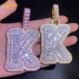 Bonjour hip-hop a ~ z Single Big Letter Pendant Iced Iced Out Zircon Hip Hop Collier Chaîne pour hommes Rock Rock Jewelry