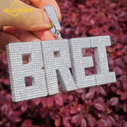 Bonjour hip-hop grande taille lourde nom personnalisé Pendant Pendant Hiphop Letters Collier Chaîne pour hommes Femmes Personnalisés Zircon Copper Bijoux