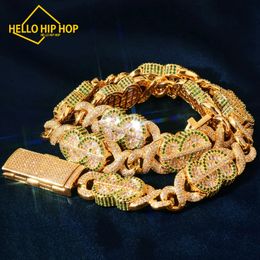 Hallo Hip Hop Dollar Baguette Logo Unlimited Cuban Box Link Ice Out Aaaa Zirkon Miami Necklace Fashion Men Women Hip Hop Jewelry 14mm