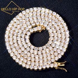 Collier bracelet hip hop chaîne de tennis hip hop Vvs plaqués VVS Moisanite Diamond Cluster Collier Cubain Iced