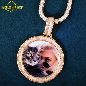 Bonjour Hip-Hop Iced Out Pendant photo personnalisé pour les hommes Femmes Solid Back Faire une mémoire Picture Hip Hop Collier Collier Bijoux Gift