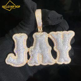 Hallo hiphop Nieuwe aangepaste dubbele letternaam hanger met ijsteel Zirconia Gold Silver Color Necklace Men Women Hip Hop Jewelry