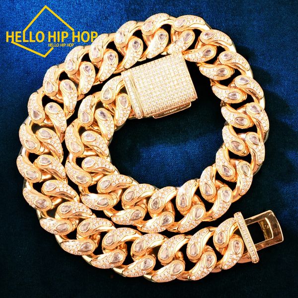 Bonjour HipHop 20mm hommes Miami chaîne cubaine collier or HipHop lien glace sur Zircon cuivre charme mode starter anneau bijoux cadeau