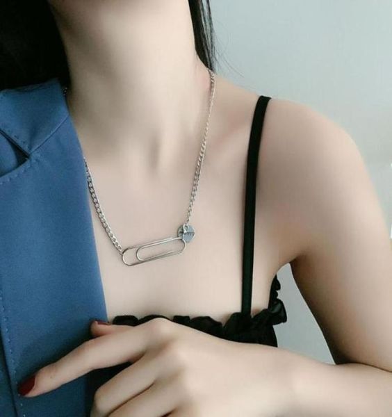 Bonjour collier d'épingle à broches de niche chic en papier rétro-personnalité créative chaîne de la clavicule femme039