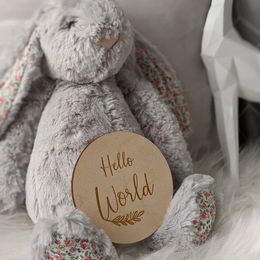 Hello World Baby Annonce-Graved Wooden Pregnancy Annonce Plaque-Baby Milestone Carte, Parent to Be ou Baby Shower Gift