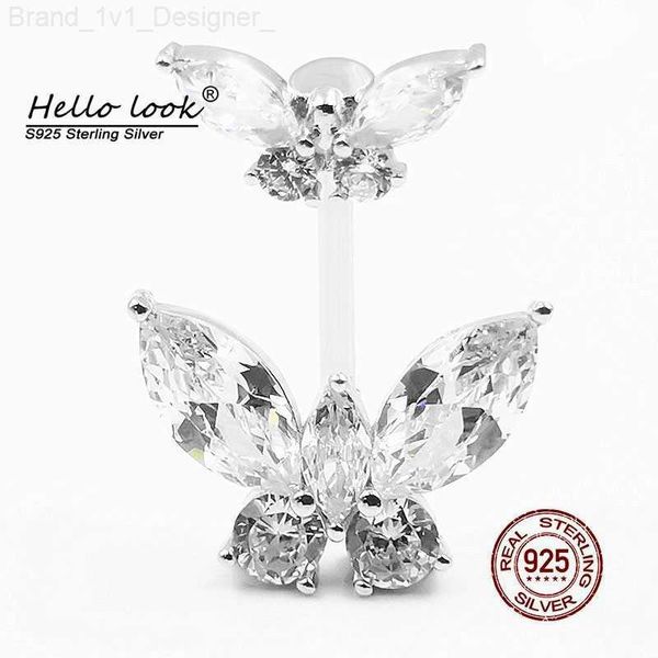 Hellolook 925 Sterling Silver Belly Piercing Botón Anillo Fashion Butterfly Style Ring Body Jewellry for Women Belly Pierc L230808