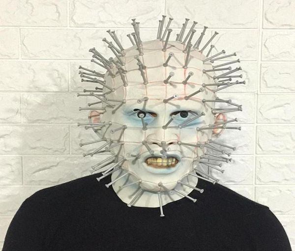 Hellraiser Pinhead Horror Mask Farty Carnival Mascaras Head Nail Man Película de cosplay Mask Halloween Látex Mascaras de miedo Props 223341178