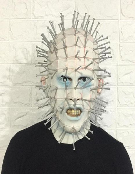 Hellraiser Pinhead Horror Mask Party Carnival Mascaras Head Nail Man Movie Cosplay Mask Halloween Latex Masques effrayants Spoof accessoires 226086560