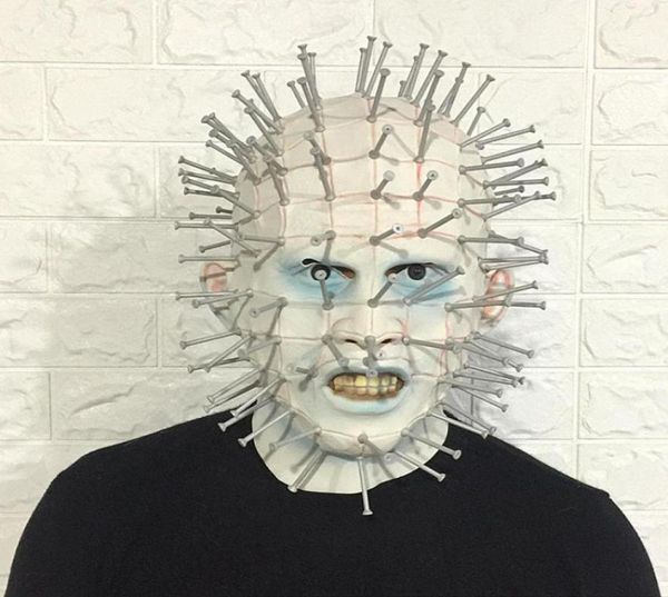 Hellraiser Pinhead Horror Mask Party Carnival Mascaras Head Nail Man Película de cosplay Mask Halloween Látex Mascaras de miedo Props 224044573