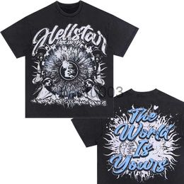 Hellsta T-shirts pour hommes T-shirt en coton mode noir chemise hellstar vêtements pour hommes chemise étoile de l'enfer dessin animé graphique Punk Rock hauts été haute rue Streetwear 7716