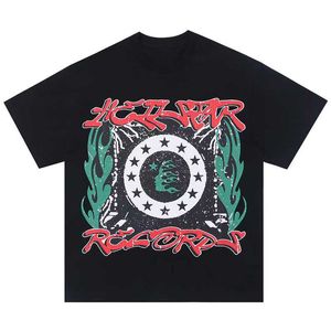 Hellsta Heren T-shirts Katoenen T-shirt Mode Zwart Hellstar Shirt Herenkleding Hell Star Shirt Cartoon Grafisch Punk Rock Tops Zomer High Street Streetwear 7185