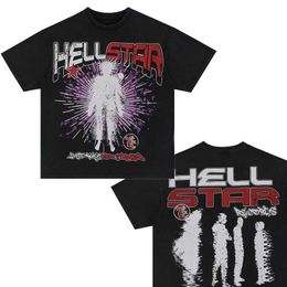 T-shirts Hellsta Mens T-shirt Cotton Fashion Black Hellstar Shirt Vêtements Hell Star Cartoon Graphic Punk Rock Tops Summer High Street Streetwear 7823