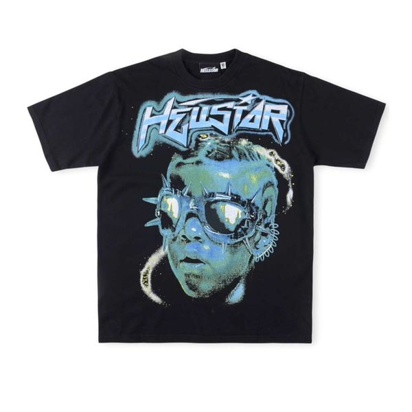 Hellstar 24ss designer hip-hop americano high street meninos óculos alienígena manga curta camiseta masculina e feminina roupas superiores de algodão