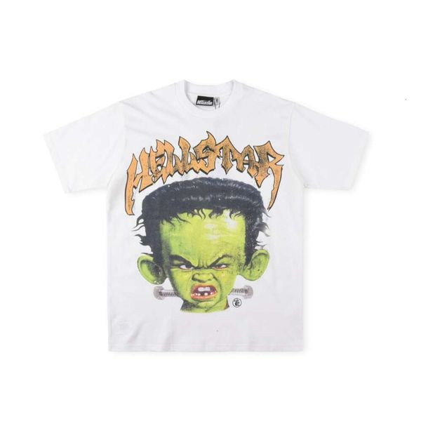 Hellstar 24ss diseñador hip-hop Hellstar Frankenkid Tee Green Boy Avatar Camiseta de algodón estampada de manga corta con cuello redondo para hombres y mujeres 9986