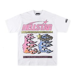 Hellstar 24ss designer T-shirts tendance hip-hop HELLSTAR STUDIOS Portrait demi-visage élément imprimé beauté tendance nouveau T-shirt à manches courtes pour hommes et femmes correct