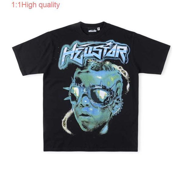 HELLSTAR American High Street Garçons Lunettes Alien T-shirt à manches courtes Hommes et femmes Haut En Coton Vêtements