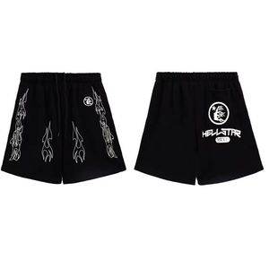 Hellstar – short de styliste en mousse à imprimé Offset, décontracté, ample, avec corde à dessiner, bouton en métal, cinquième pantalon de Sport D1