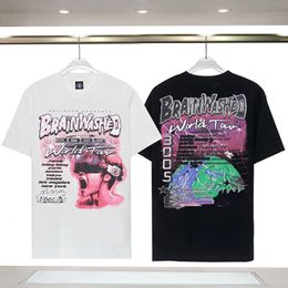 Hellstar Designer Mens T Shirts 24SS New World Tour 3D -brillen Gedrukte mode Korte mouwen
