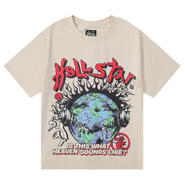 Hellstar Designer Shirt Mens t Men Clothes Classic High Street Shirts Graphic Fashion Luxury Coton Coton à manches courtes Tshirt Tshirt S-XL