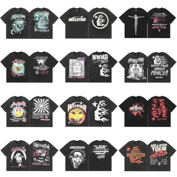 Hellstar Designer T Shirt Camisas para hombre La estrella del infierno Hombres Tees Cuello redondo Manga corta Carta casual Impreso Ropa a juego de alta calidad para parejas3Q8M