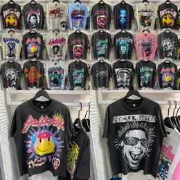 Hellstar Hellstar T-shirt Tee Hommes Femmes Designer Tshirt Graphique Tee Vêtements Vêtements Hipster Lavé Tissu Street Graffiti Lettrage Feuille Hommes Plus Taille2024