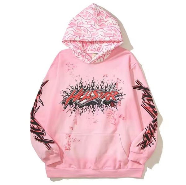 hellstar sudadera con capucha Sudaderas con capucha de talla grande para hombre Sudadera con capucha Hellstar Rosa Nueva Calavera Estampado de grafiti Letra Sudadera suelta High Street Hip Hop Sudadera con capucha para mujer Sudadera para pareja