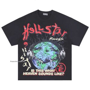 Hellstar Hoodie Designer Shirts Heren Losse Hoodie Tees High Street T-shirt Rapper Wash Grijs Heavy Craft Korte mouw Dames Hell Star T-shirts Tops US Size S-2xl 4976