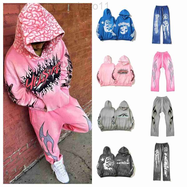 Hellstar Sweat-shirts pour hommes High Street Fleece Y2K HOODED Graphic Harajuku Oversize perd Pullover Pullover Hellstar Sweatpants Hip Hop Hop HooT F3TK