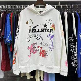 Hellstar Sweat à capuche Hommes Shark Graphic Tee Pull Lettre Imprimer Pull à manches longues avec poche Hommes Femmes Tops Vêtements Mode JW9Y