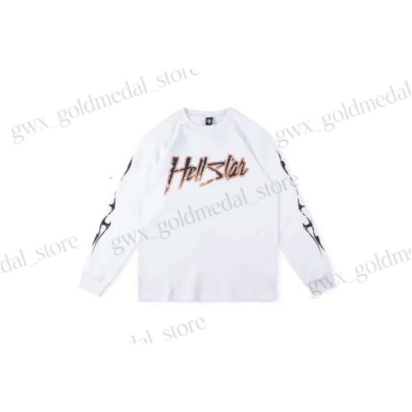 Hellstar Sweat à capuche Hommes Designer Long T-shirts Femmes Manches longues Hellstar Studios Records Crewneck Tee Imprimer Hommes Casual Manches longues 733