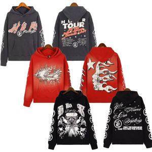 Heren Hoodies Designer Hoodie Men Vintage Street Graffiti Hip Hop Style High Street High Street Hooded Pedded Sweatshirt Washed Pullover Sweatshirts lange mouw Hoody trui